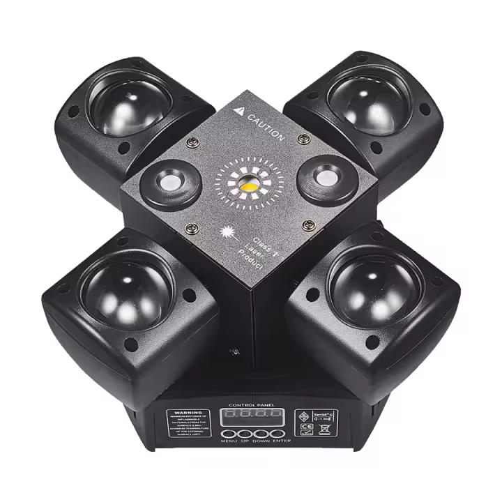 Venta caliente de haz móvil de cuatro cabezales RGBW + láser rojo y verde + estroboscópico tres en uno DJ discoteca bar fiesta Navidad efecto de escenario - 1