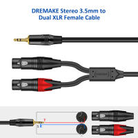 DREMAKE Aux 3,5mm a doble XLR Cable de conexión 1/8 pulgadas a doble XLR enchufe desequilibrado Y-Splitter XLR a 3,5mm Cable adaptador de Audio - details 2
