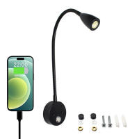 Luz de mapa de 12 voltios con cuello de cisne, lámpara LED de trabajo de aluminio negro de 3000K y 6000K para el hogar, coche, camión, barco, autocaravana y avión - details 0