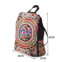 Mochila de lona bordada artística Vintage para mujer, mochila bordada Floral hecha a mano, Bolsa Escolar, bolsas de viaje de mezclilla - details 12