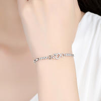 925 Sterling Silver Bracelet Purple Crystal Zircon Heart For Woman Charm Bracelet Jewelry Gift - details 1