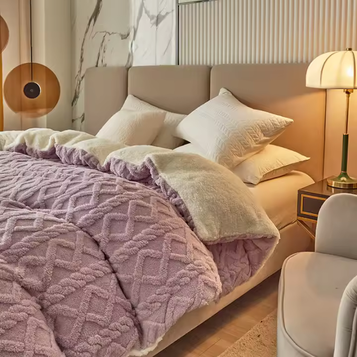 Manta gruesa de doble capa para invierno, Mantas cálidas a cuadros, forro polar Artificial, súper suave, funda para sofá y cama - 1