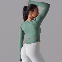Camiseta de Yoga Sin Costuras para Mujer Deporte Top Largo Manga Larga Ropa de Gimnasio Camiseta de Correr para Entrenamiento Activo Vestimenta Ajustada Material Exterior Poliéster Temporada Primavera/Verano - details 14