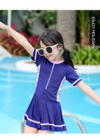 Traje de Baño de Estilo Deportivo para Niñas Manga Corta, Secado Rápido, Perfecto para Entrenamiento de Natación en Primaria - details 8