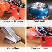 Mini calentador portátil para exteriores, quemador de loto para acampar, cocina, calefacción, conector plegable, tarjeta, estufa de gas a prueba de viento - details 11