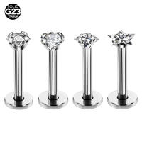 Piercing de titanio g23 para la oreja, pendientes clásicos de moda unisex, piercing para el cuerpo, labret, labio, circonita anodizada, piedras preciosas, 2 piezas - details 4