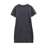 New Women Round Neck Short Sleeve Soft Knit Mini Dresses Casual Vestidos - details 0