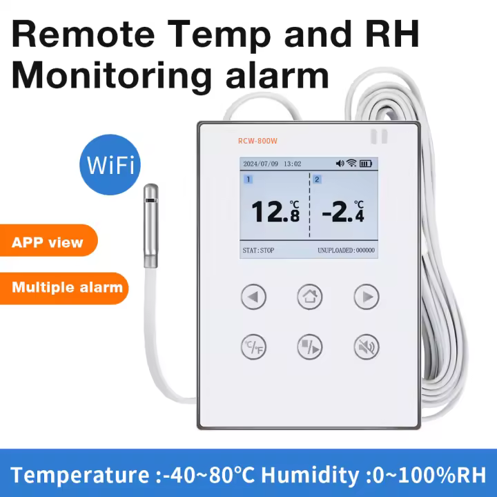 RCW-800W WiFi medidor de temperatura y humedad registrador de datos de temperatura Digital inteligente Control de aplicación termómetro higrómetro para almacenamiento de vacunas - 1