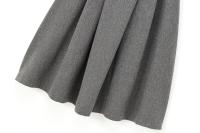 High Street Women Mid Waist Box Pleat A-line Midi Skirt Office Lady Autumn Winter Elegant Skirts Gray faldas mujer - details 5