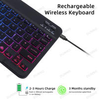 Teclado inalámbrico recargable RGB con luz de fondo para iPad Tablet Phone PC Android IOS Windows Bluetooth estilo contemporáneo layout QWERTY 71 a 81 teclas especialidades de teclado recargable - details 0