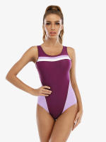 Bañador de una pieza para mujer, traje de baño deportivo, color block, Rashguard, 2023 - details 1