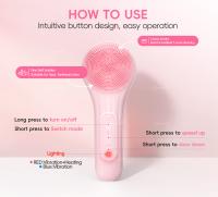 Cepillo de limpieza facial eléctrico de silicona: 6 velocidades, aplicación de calor, impermeable y limpieza profunda de los poros, dispositivo de limpieza de la piel portátil - details 6