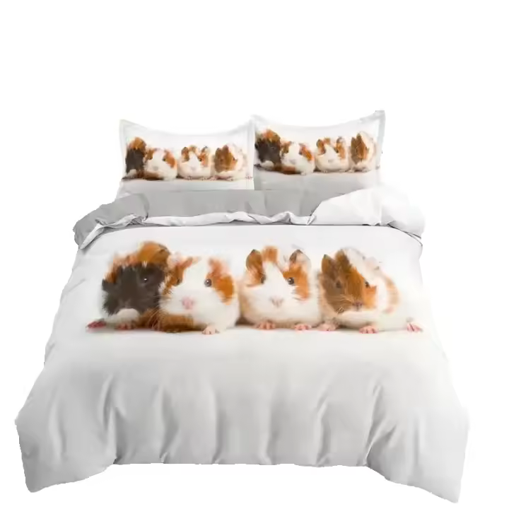 Juego de Ropa de Cama de Cobayo Funda de Edredón 3D de Ratón Cubierta de Colchón Suave de Poliéster para Niños, Niñas, Adolescentes Accesorios de Dormitorio - 1