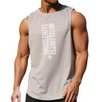 Gym Absorb Sweat Singlet Summer Breathable Sleeveless Quick Dry Vest Casual Fashion Print Shirt Men Workout Muscle Mesh Tank Top - details 6