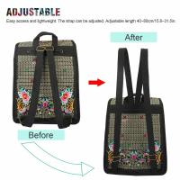 Mochila de lona con diseño bordado hecho a mano Retro para mujer, bolso de hombro de viaje, mochila étnica de gran capacidad - details 14