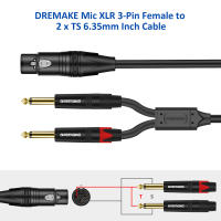 DREMAKE Dual 6,35mm 1/4 Jack a XLR Cable de micrófono 2 Mono 6,35mm macho a XLR hembra Audio Y Splitter Cable de conexión XLR a Dual 1/4 Mono - details 2