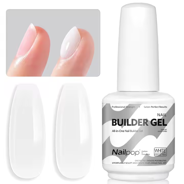 Nailpop 7 en 1 Builder Gel Multicolor Transparente Blanco Rosa Nude 15ml Nail Apex y Fortalecedor de Extensión Gel UV para DIY Salón en Casa. - 1