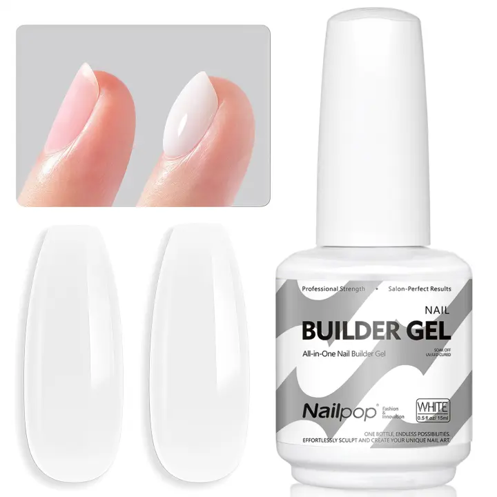 Nailpop 7 en 1 Builder Gel Multicolor Transparente Blanco Rosa Nude 15ml Nail Apex y Fortalecedor de Extensión Gel UV para DIY Salón en Casa. - 1