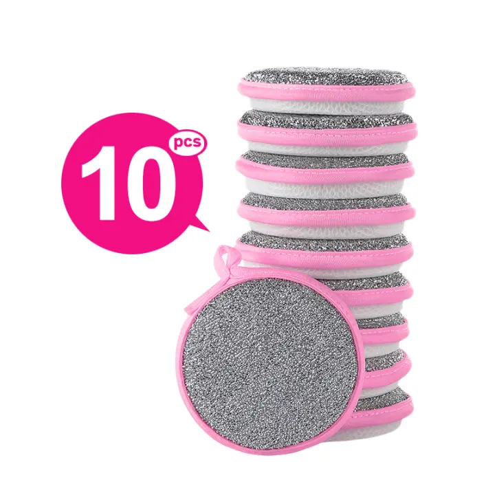 Esponja de doble cara para lavar platos, cepillo para lavar platos, sartén, olla, esponjas de limpieza del hogar, herramientas de cocina reutilizables, 10 piezas - 1