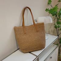Bolso cuadrado de paja para playa, tejida a mano bandolera, rafia, ratán, compras, viaje, informal, bohemio, Verano - details 3
