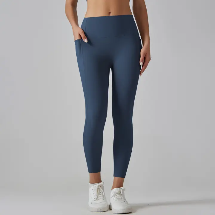 Hmidou-mallas de gimnasio con bolsillos para mujer, pantalones de Yoga, Fitness, cintura alta, Control de barriga, correr, entrenamiento - 1
