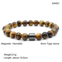 Ojos de tigre cuentas de piedra natural hechas a mano hombres hematita magnética accesorio pulseras para novio padre regalo - details 2