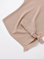 New Women Round Neck Short Sleeve Soft Knotted T Shirt Solid Casual Summer Tops - details 7