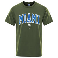 Camisetas con letras de la ciudad de la costa de Miami para hombre, ropa informal holgada de gran tamaño, camisetas de algodón con dibujos animados para hombre, camisetas callejeras - details 11