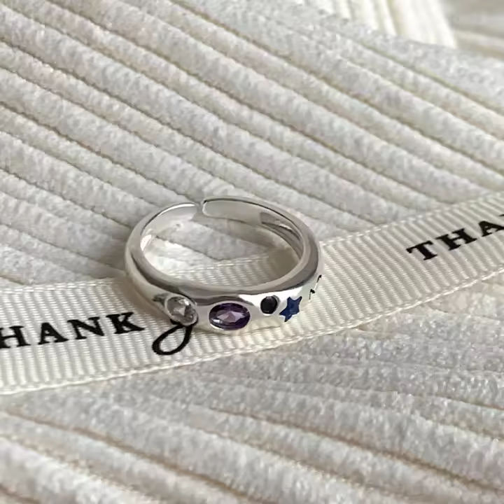 ZhongT-Anillo de Plata de Ley 925 con borla de Luna para mujer, sortija de moda, venta al por mayor - 1