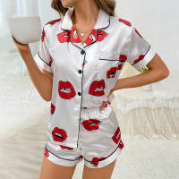 Conjunto de mujer, ropa de dormir de manga corta de seda satinada lujosa, ropa informal para el hogar, ropa de dormir para mujer - details 74