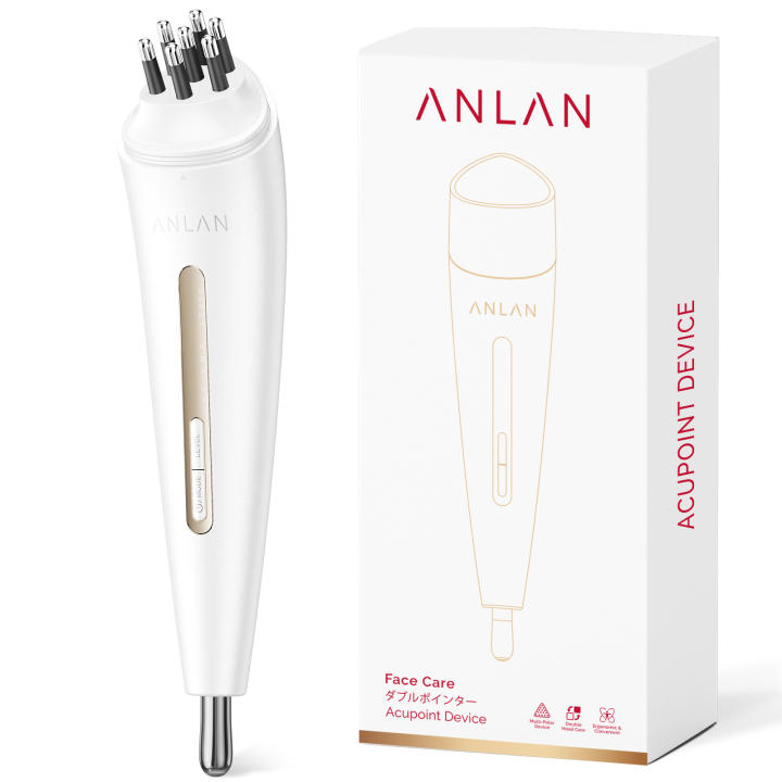 ANLAN Masajeador de Puntos de Acupuntura RF, Diseño de Doble Cabezal y Doble Modo, EMS Alivia la Fatiga, RF+EMS Reafirmante de Piel, Dispositivo de Belleza para el Cuidado Facial, Carga Tipo-C para el Hogar y en Movimiento, Autocuidado para Rostro, Cuello