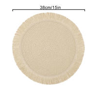 Mantel de Papel Tejido Minimalista con Flecos Posavasos Decorativos para Mesa de Cena Redondo con Aislamiento Térmico - details 1