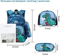 Conjunto de 3 mochilas escolares con dibujos de dinosaurios para niños y adolescentes, lonchera con estuche para lápices, Set de 3 unidades - details 3