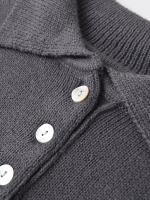 Women Casual Long Sleeve Polo Collar Knit Pullover Autumn Winter Gray Sweater - details 5