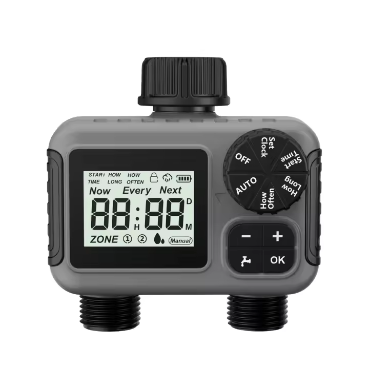 Temporizador de agua de riego automático, pantalla LCD, 2 salidas, dispositivo de riego de jardín, controlador de riego, temporizador de aspersor de rosca de 3/4 pulgadas - 1