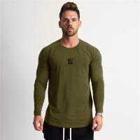 Camiseta Deportiva de Algodón con Estampado de Letra Cuello Redondo, Manga Larga, Fitness de Otoño-Invierno para Hombres - details 8