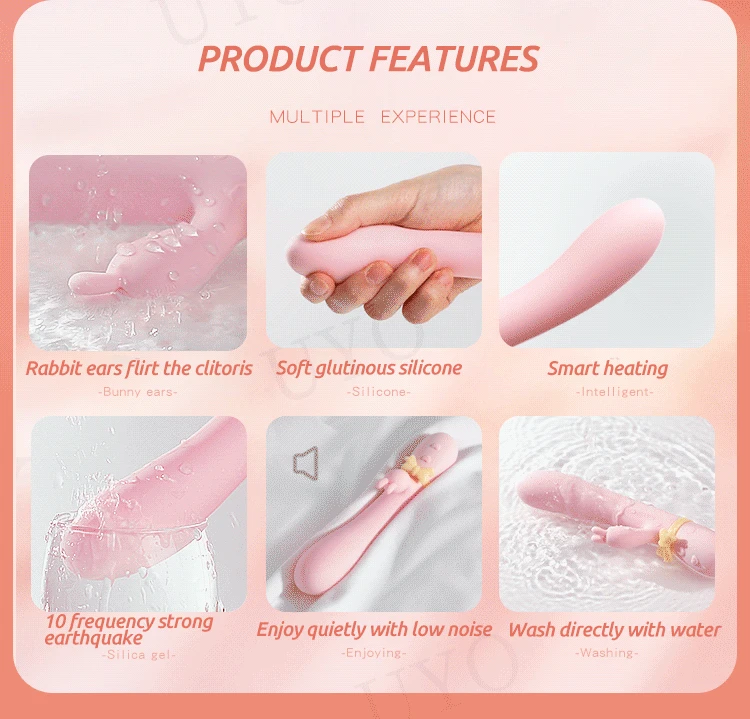 Vibrador para mujer juguete sexual conejo de silicona vibrador USB recargable impermeable estimulador del punto G estimulador del clítoris UYO - details 4