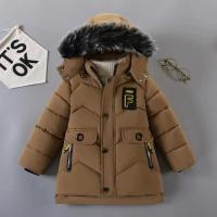 Boys Jacket Letter Winter Keep Warm Fashion Lining With Plush Fur Collar Hooded Heavy Coat For Kids - details 5