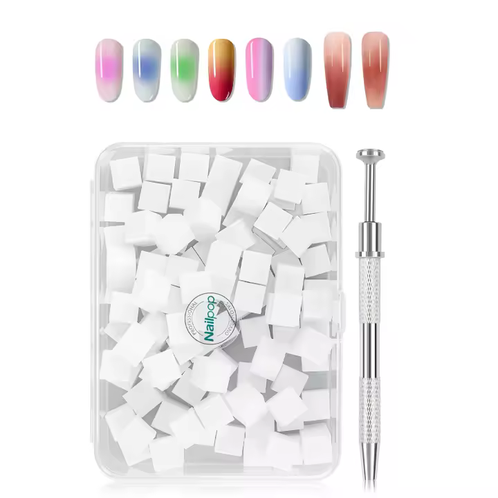 Nailpop 100 Uds esponjas para uñas para Ombre con 1 Uds bolígrafo para diseños de uñas accesorios para uñas degradados bloque de esponja reemplazable - 1