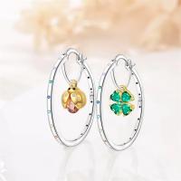 Pendientes de aro de plata de ley 2024 para mujer, exquisitos pendientes de aro con forma de estrella de mar y mariquita de cuatro hojas, regalo de joyería de boda y compromiso, novedad de 925 - details 13