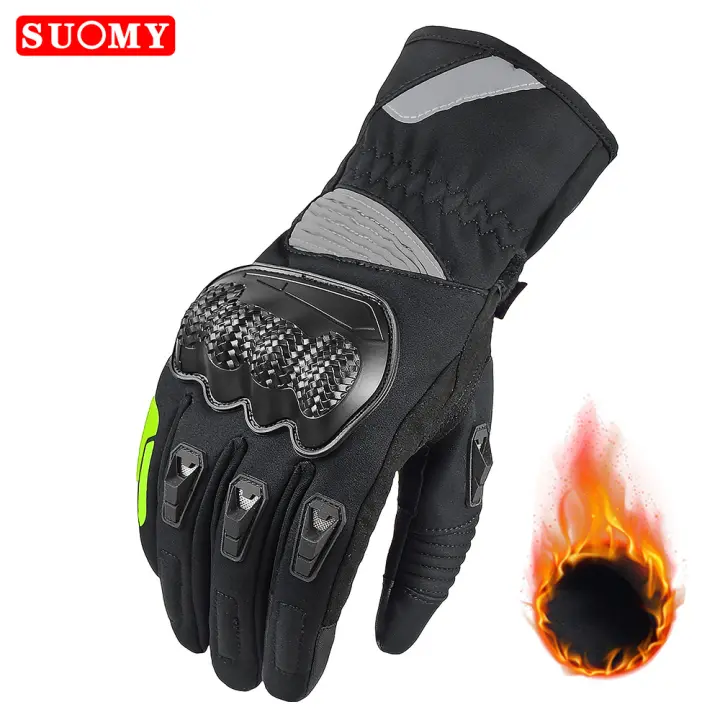 Guantes de Motocicleta de Invierno SUOMY A Prueba de Agua, Calientes, Pantalla Táctil, Rosa, Completos de Dedo - 1