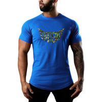 Gym Bodybuilding Fitness Shirt Men Casual Print Slim Fit T Shirt Summer Short Sleeve Cotton Shirt Workout Training Sport T-shirt - details 4