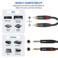 DREMAKE Dual 1/4 pulgadas TS a doble RCA Cable de Audio estéreo RCA a 6,35mm cables de conexión estéreo desequilibrados 1/4 a Cable adaptador RCA - details 10