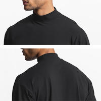 Oversized Long Sleeve T shirts Mens Autumn Cotton Dropped Shoulder Mock Neck T-shirt Men Loose Hip-Hop Sports Fitness Tee Shirt - details 11