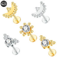 Mini pendientes de titanio y acero para mujer, piercing para la oreja, color dorado, tragus, cartílago, 1 ud., f136 - details 1