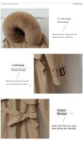 Chaqueta de invierno con capucha para mujer, Parka larga y gruesa con relleno de piel sintética, chaqueta desmontable de talla grande - details 6