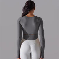 Camiseta de Yoga Sin Costuras para Mujer Deporte Top Largo Manga Larga Ropa de Gimnasio Camiseta de Correr para Entrenamiento Activo Vestimenta Ajustada Material Exterior Poliéster Temporada Primavera/Verano - details 55