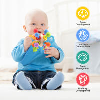 Baby Toys Manhattan Round Ball Hand Grab Ball Rattle Manhattan Toys Soft Silicone Chewable Teethers Toys For Infant 0-12months - details 2