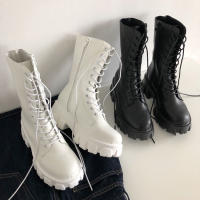 New Mid Calf Boots Women Autumn Winter Fashion Lace-up Ladies Chelsea Zipper Botas Mujer Boots Sports Platform Heel Ladies Shoes - details 19
