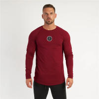 Letter Printed Men's Autumn Youth Loose Fitting Fitness Long Sleeved T-shirt with Round Neck Sports Personality Trend Top - details 8
